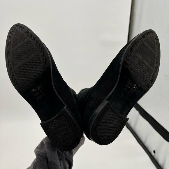 ALDO Black Leather Round Toe gold buckle Pull On Mid Calf Boots Women’s Size 10 - Picture 9 of 9